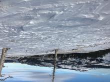 wind scoured thin snowpack on wildflower ridge