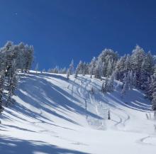 Loose dry avalanche on a steeper slope holding impressive powder. 