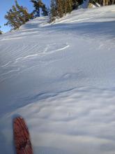 Wind scouring on the exposed ridge