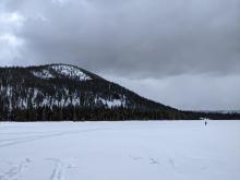 Convective snow showers moving in upon our departure around 1:30 pm.