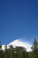 Impressive blowing snow on Stevens Peak