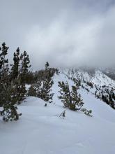 Limited visibility due to incoming storm. Picture taken at top of Tamarack. 