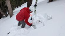 Slab Fracture PST at Snowpit #2 where the snowpack was shallow and loose. We also got an ECTN 29 at this location.