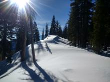 Double cornice feature from SW and NE winds.