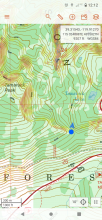 Location of shaded terrain where a hand pit and CT gave structure and sudden collapse CT result similar to pit location.