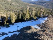 North facing slopes near 8000'.