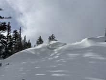 Small cornice development. (before ski cut).