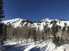 Stevens Peak is quite wind-scoured