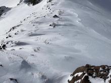 Wind scouring on ridge back to previous rain crust