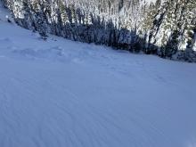 Old semi-buried avalanche debris.  Cornice failure onto wind slab with propagation. 