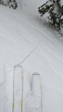 Shooting crack on a wind-loaded test slope at ~7800 ft.