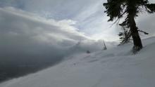 Blowing snow, clouds, and wind affected snow surfaces on the NE ridge of Silver Peak