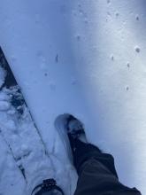 Boot top boot pen in unconsolidated cold snow in sheltered low angle terrain. 