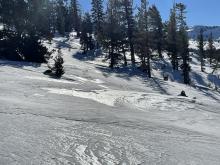 Exposed rain crust and icy conditions.