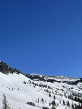 Blowing snow on ridgetop 