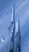 Soft near surface facets on a shady N aspect at ~ 6800 ft.