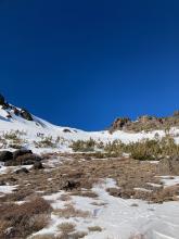 Looking up towards the top of Red Lake Peak.