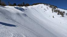 Smooth wind packed surfaces on an exposed NE facing slope.