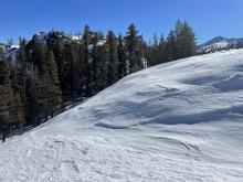 Hard wind effected snow at ridgeline.