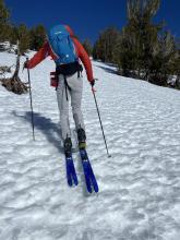 Differential snow melt conditions on SE aspect near 9,600'.