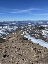 Sign of the times... Mount Houghton summit 10,480'.  Stark contrast between N and S aspects. 