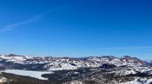 Looking towards the south faces of the Carson Pass area with Caples Lake in front, L-R: Little Roundtop, Black Butte, then Stevens and Red Lake Peak