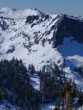 E face of Crag Peak which frequently shows signs of wet loose instability showing none.