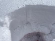 30cm of new snow on top of Jan. rain crust. @ 8200'