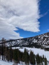 Clouds arriving over Upper Echo Lake at 11:40am