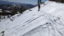 Wind scoured and sculpted surfaces on an E aspect on Relay Peak.