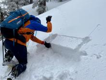 ECTN on on the old faceted snow below the surface on a NW aspect