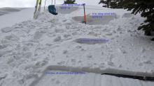 Tests on a wind loaded test slope. ECTP at the top where the wind loading was deepest. ECTN a few feet down the slope. A few more feet down the slope there was little wind loading.