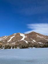 Looking across Red Lake at the south face of Red Lake Peak