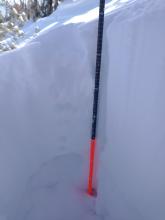 Our unstable snowpack structure, new snow load over weak facets.