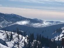 What was left of the low level fog blowing west in the early afternoon