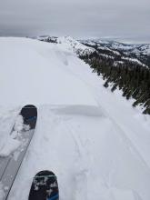 Some very small drifts of wind blown snow formed near the ridge.