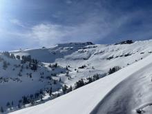 Over hanging cornice development on E-SE ridge line.