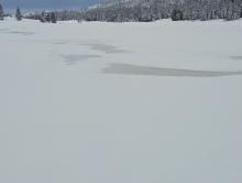 Lots of water in meadows, and rushing streams indicating rain event still flowing through snowpack