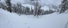 Pano of debris in the center of path.