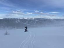 Intense drifting snow over the ridgetops of Mt. Lola.