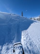 Wind slabs failed on test slopes. No surface hoar under the wind slab here.