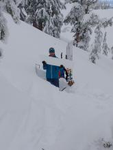 Strong snow excavated as part of isolating a column test.