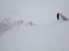 Intense blowing snow along the ridgelines. 