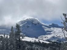 Dissipating clouds on Round Top.