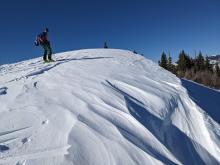 Wind scouring along ridgeline