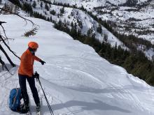 Cornices and wind scoured surfaces along the Becker - Talking Ridge.